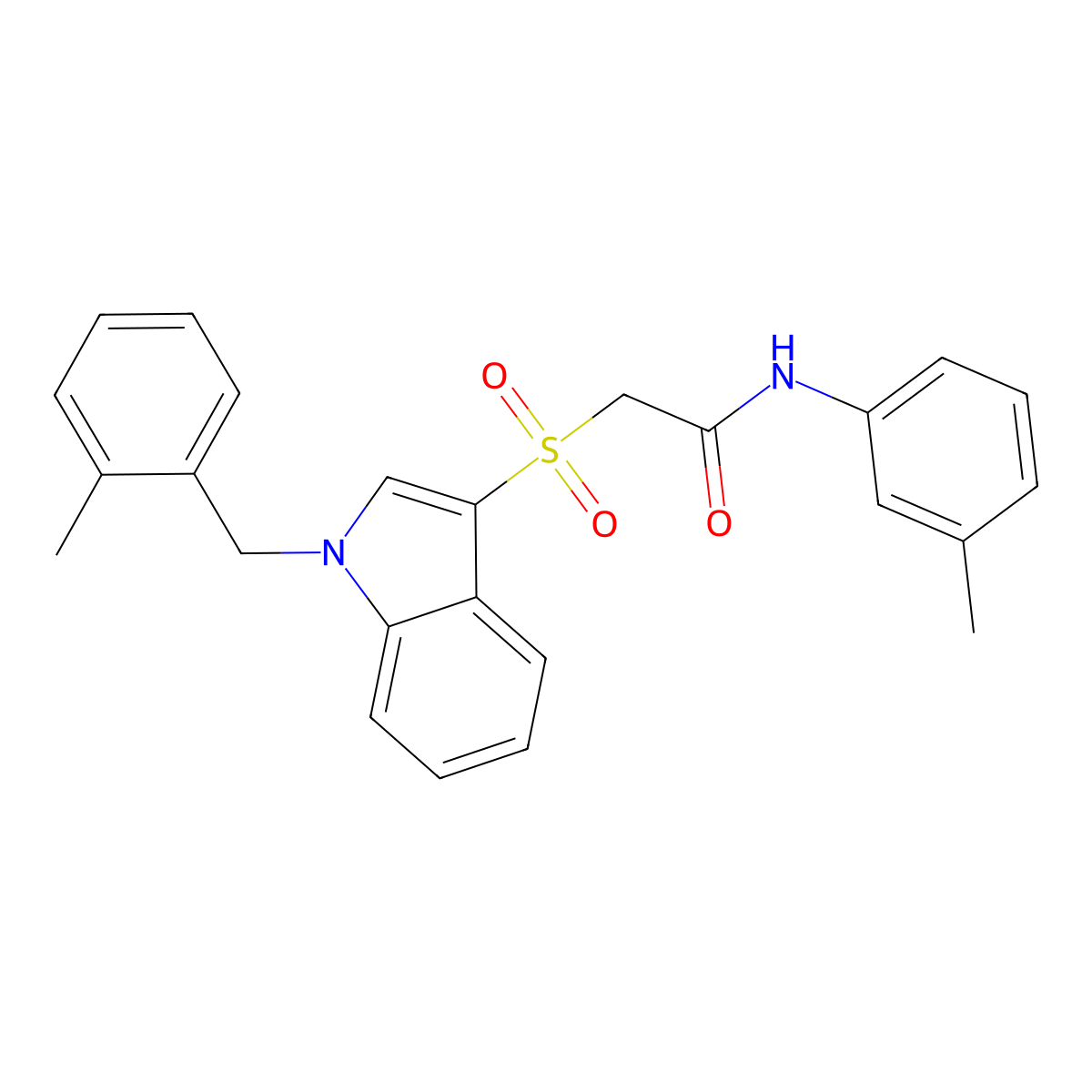 2-((1-(2-methylbenzyl)-1H-indol-3-yl)sulfonyl)-N-(m-tolyl)acetamide molecular structure, CAS 850932-84-2