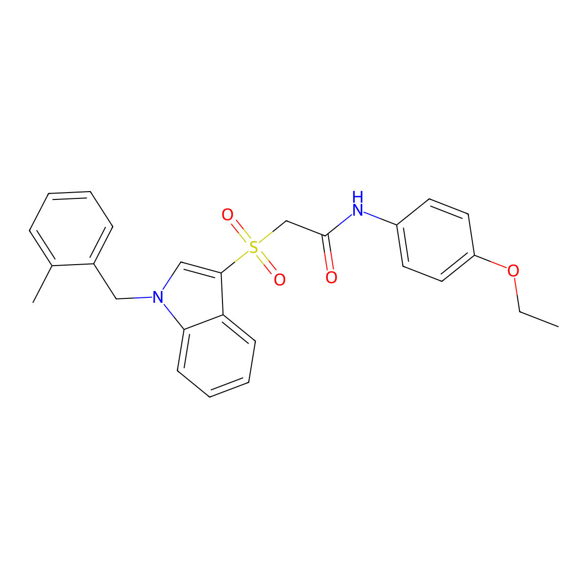 N-(4-ethoxyphenyl)-2-((1-(2-methylbenzyl)-1H-indol-3-yl)sulfonyl)acetamide molecular structure, CAS 850932-85-3
