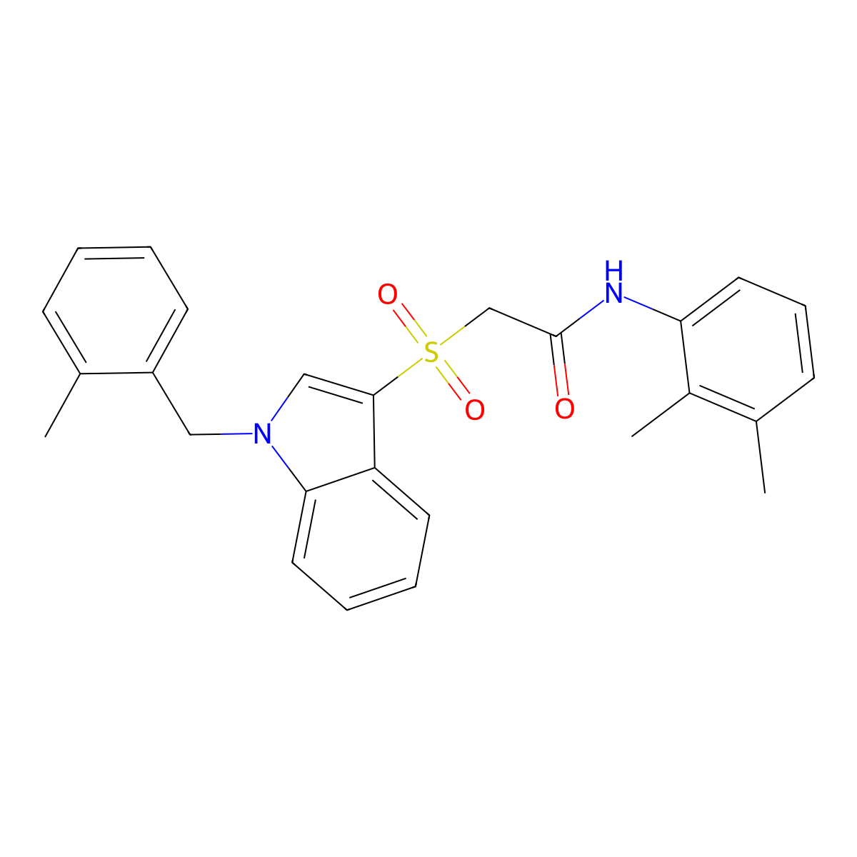N-(2,3-dimethylphenyl)-2-[1-[(2-methylphenyl)methyl]indol-3-yl]sulfonylacetamide molecular structure, CAS 850932-86-4