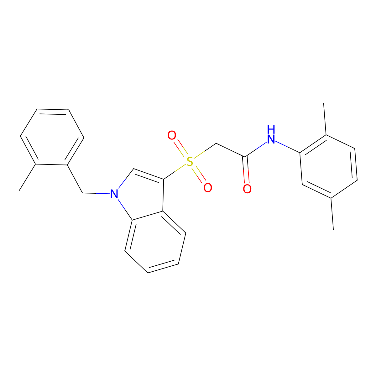 N-(2,5-dimethylphenyl)-2-[1-[(2-methylphenyl)methyl]indol-3-yl]sulfonylacetamide molecular structure, CAS 850932-87-5
