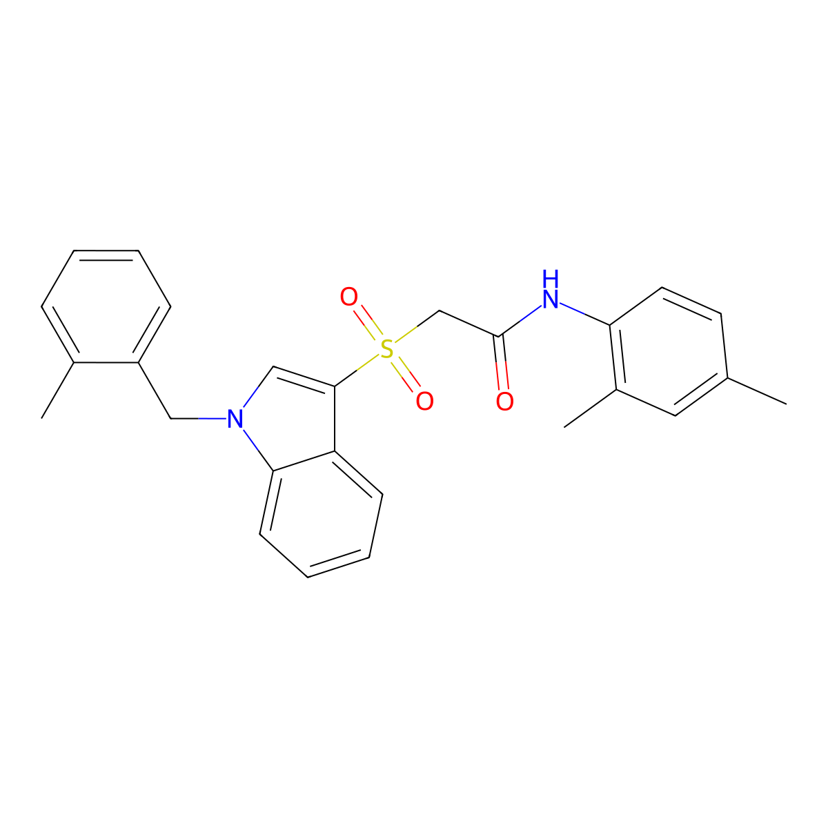 N-(2,4-dimethylphenyl)-2-((1-(2-methylbenzyl)-1H-indol-3-yl)sulfonyl)acetamide molecular structure, CAS 850932-88-6