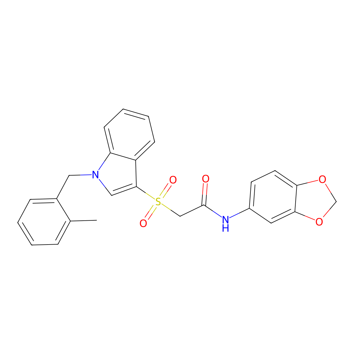 N-(benzo[d][1,3]dioxol-5-yl)-2-((1-(2-methylbenzyl)-1H-indol-3-yl)sulfonyl)acetamide molecular structure, CAS 850932-91-1