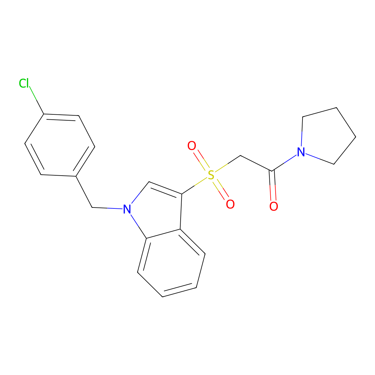 2-((1-(4-chlorobenzyl)-1H-indol-3-yl)sulfonyl)-1-(pyrrolidin-1-yl)ethanone molecular structure, CAS 850932-94-4