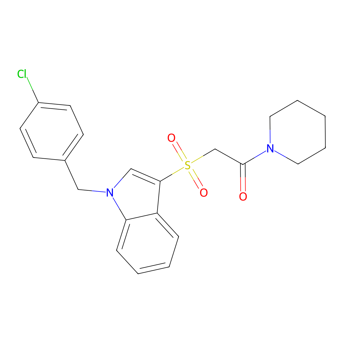 2-[1-[(4-Chlorophenyl)methyl]indol-3-yl]sulfonyl-1-piperidin-1-ylethanone molecular structure, CAS 850932-95-5