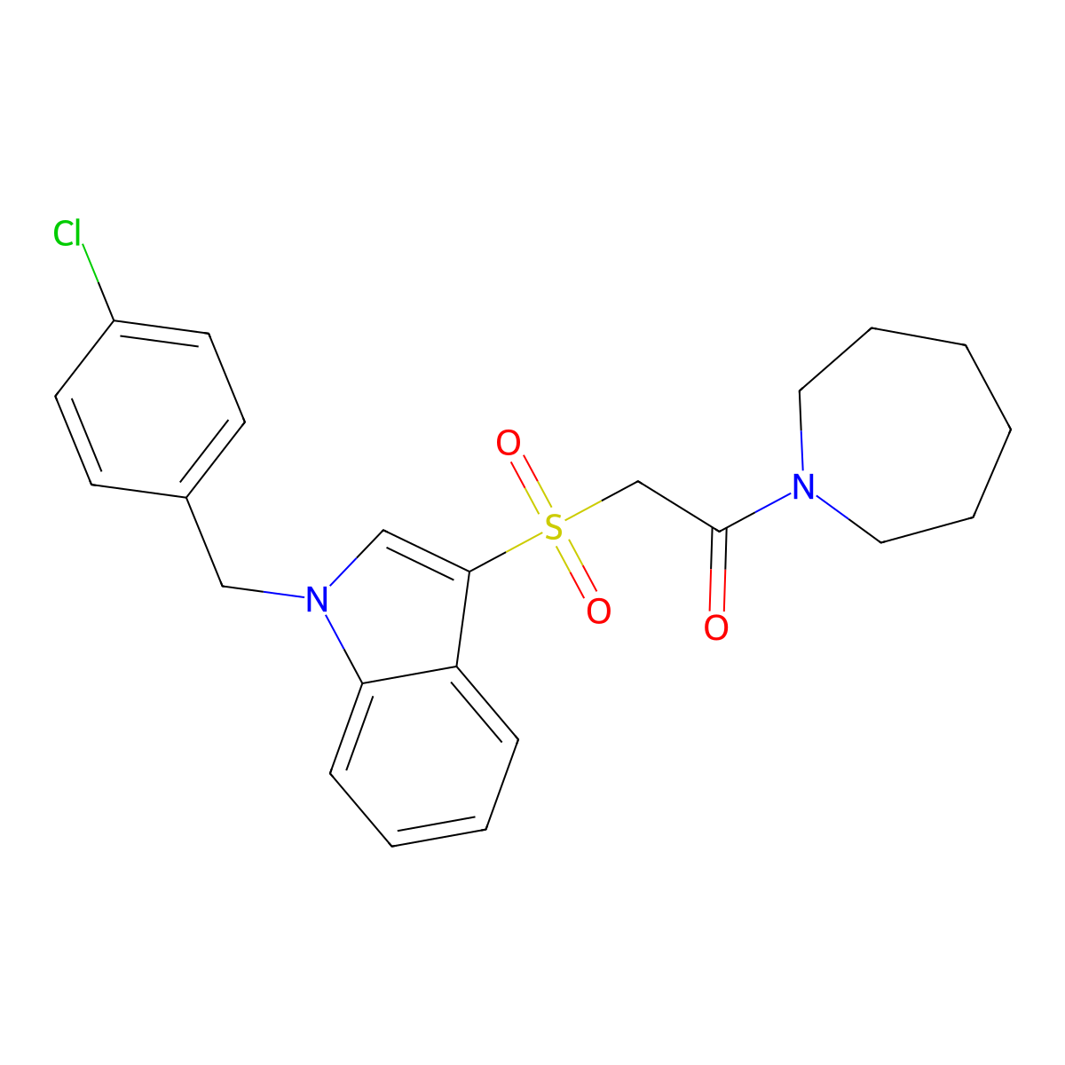 1-(azepan-1-yl)-2-((1-(4-chlorobenzyl)-1H-indol-3-yl)sulfonyl)ethanone molecular structure, CAS 850932-96-6