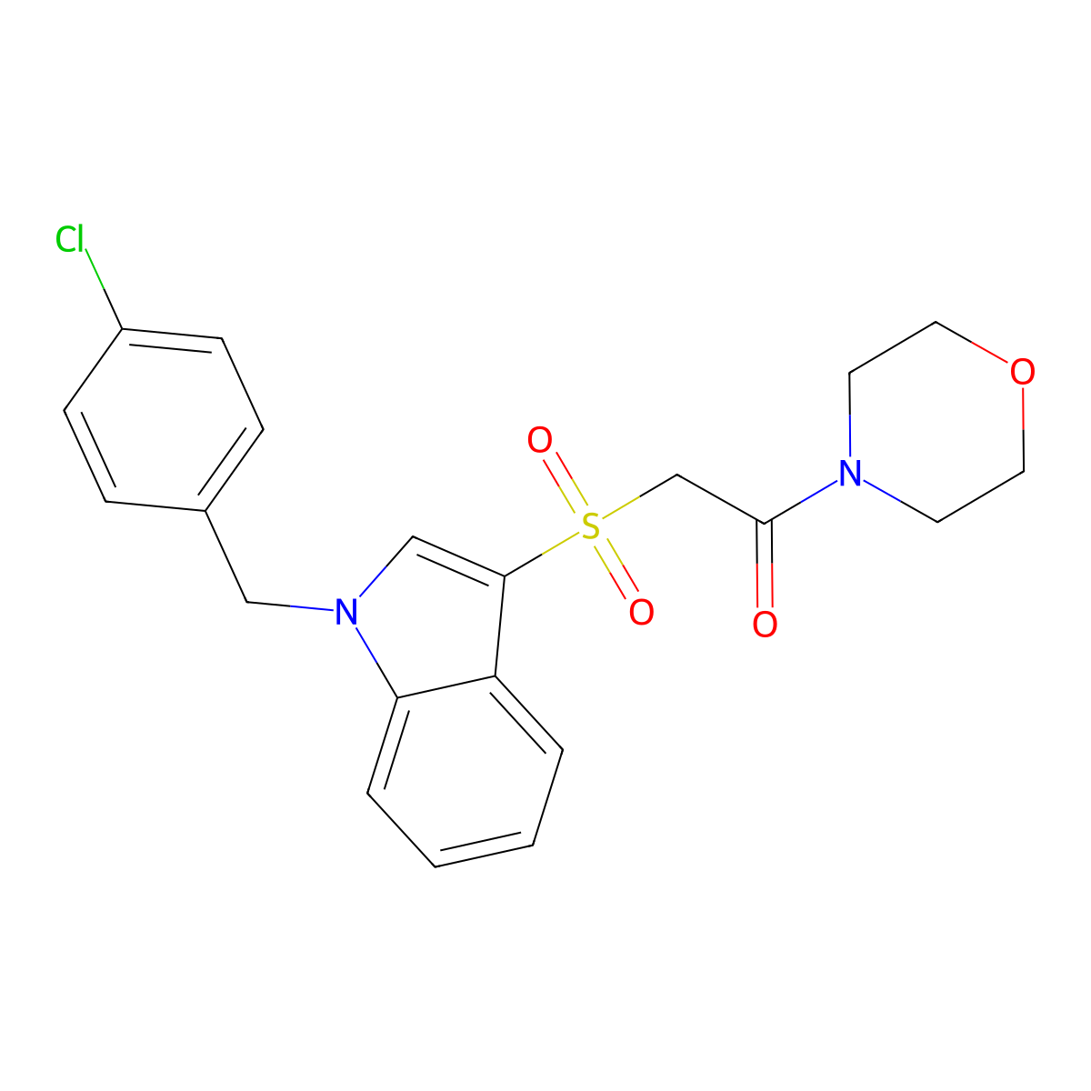 2-((1-(4-chlorobenzyl)-1H-indol-3-yl)sulfonyl)-1-morpholinoethanone molecular structure, CAS 850932-97-7
