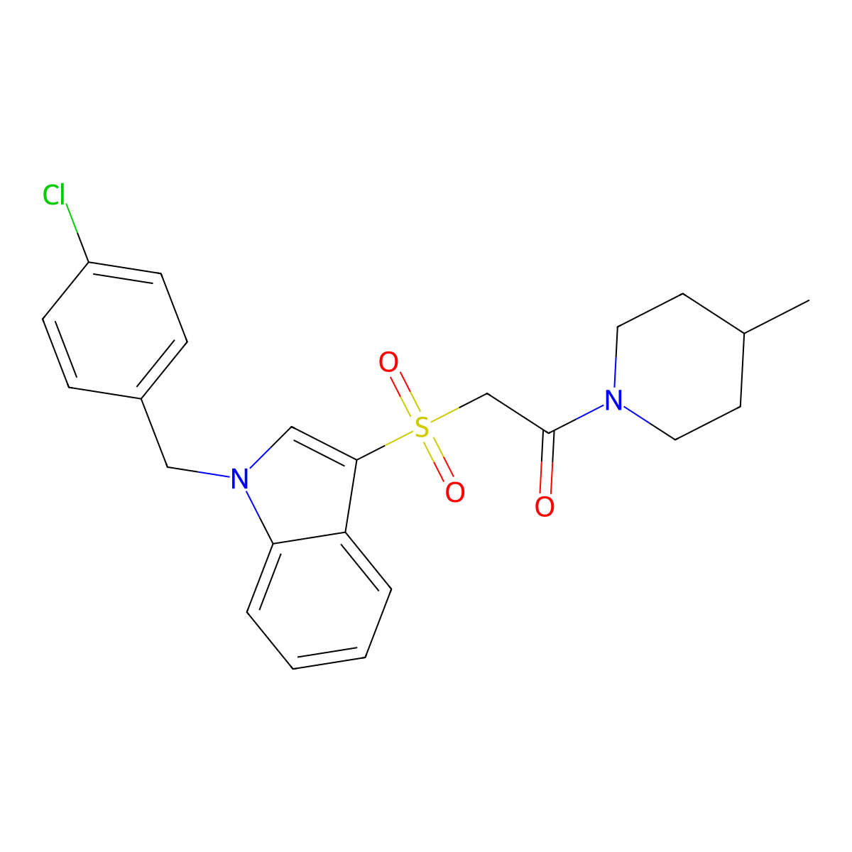 2-[1-[(4-Chlorophenyl)methyl]indol-3-yl]sulfonyl-1-(4-methylpiperidin-1-yl)ethanone molecular structure, CAS 850932-98-8