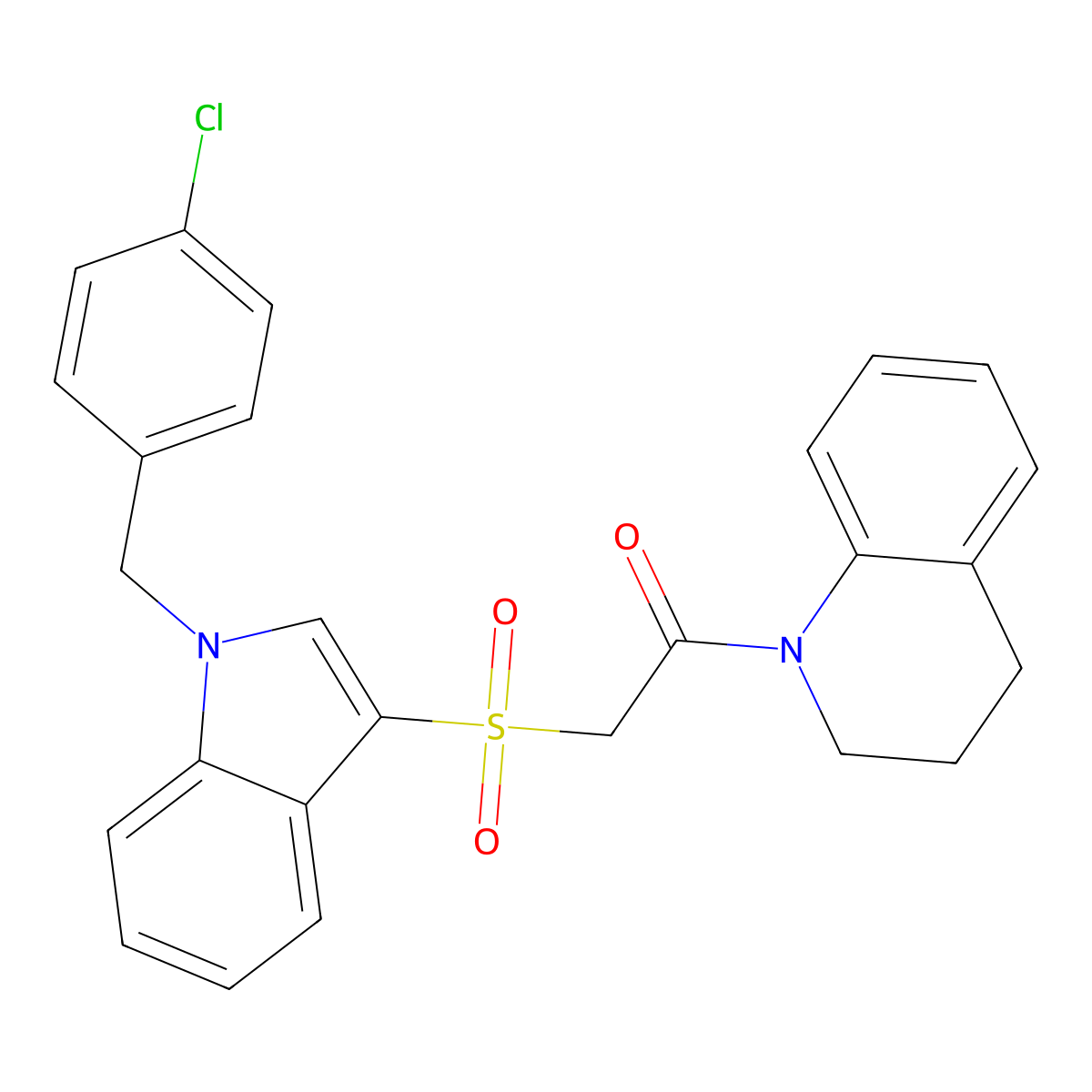 2-[1-[(4-chlorophenyl)methyl]indol-3-yl]sulfonyl-1-(3,4-dihydro-2H-quinolin-1-yl)ethanone molecular structure, CAS 850933-00-5
