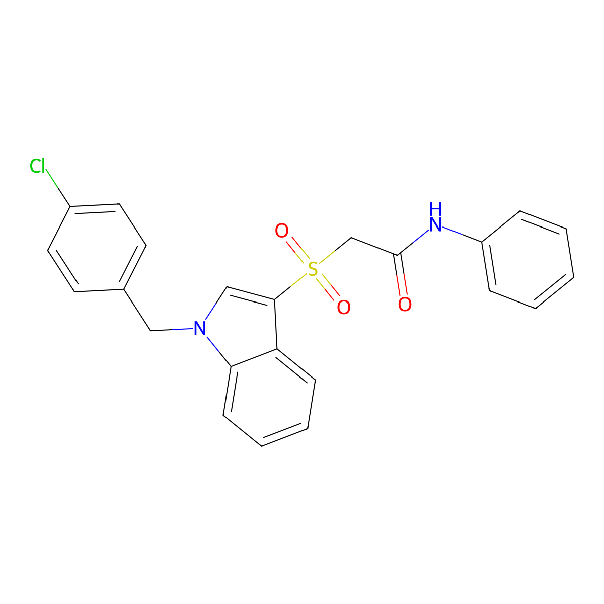 2-((1-(4-chlorobenzyl)-1H-indol-3-yl)sulfonyl)-N-phenylacetamide molecular structure, CAS 850933-02-7