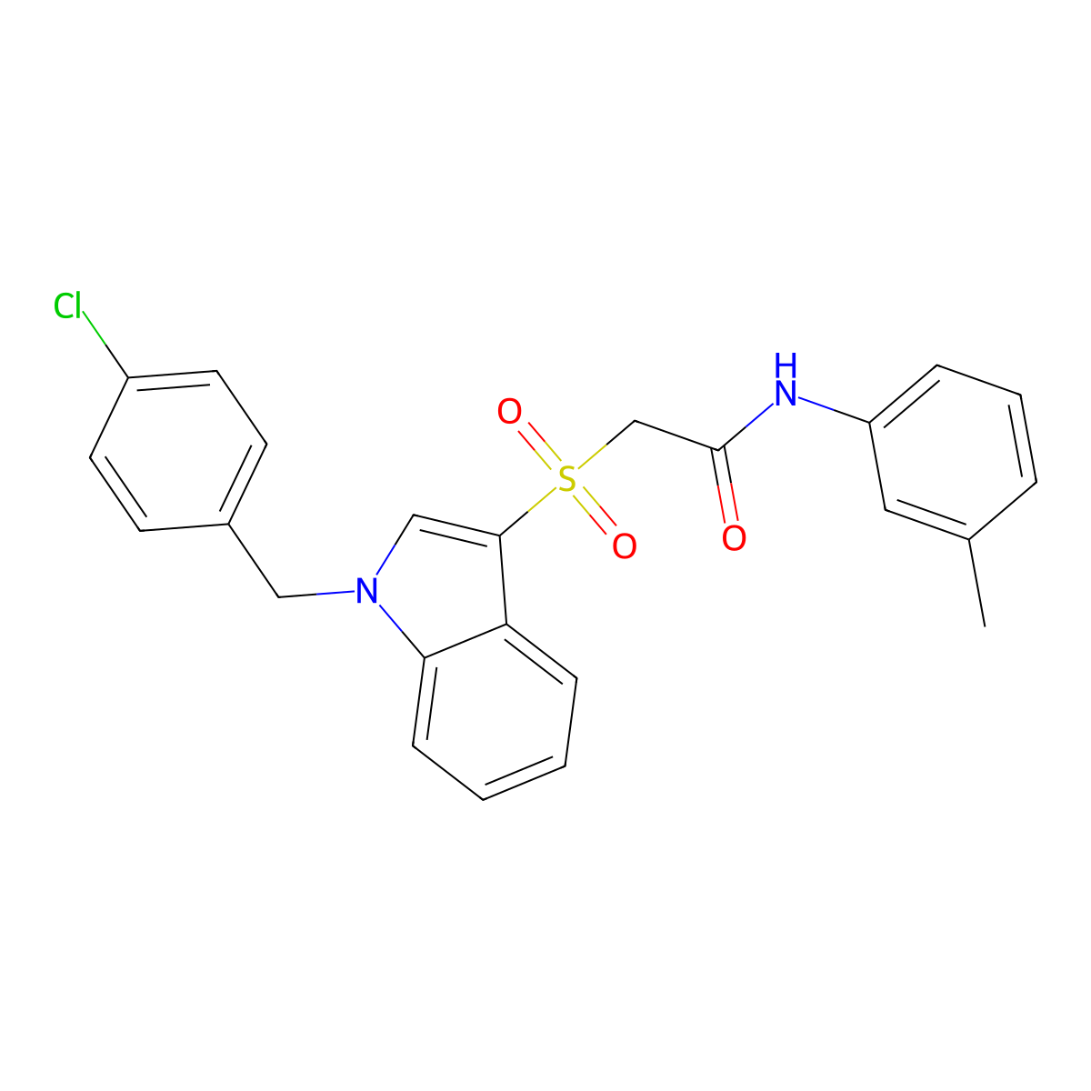2-[1-[(4-chlorophenyl)methyl]indol-3-yl]sulfonyl-N-(3-methylphenyl)acetamide molecular structure, CAS 850933-04-9