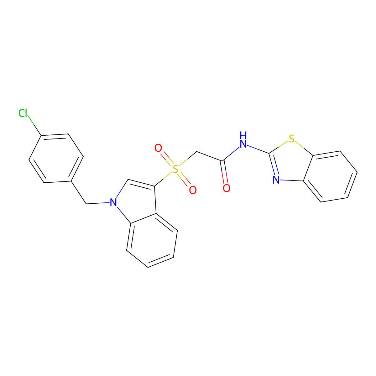 N-(benzo[d]thiazol-2-yl)-2-((1-(4-chlorobenzyl)-1H-indol-3-yl)sulfonyl)acetamide molecular structure, CAS 850933-07-2