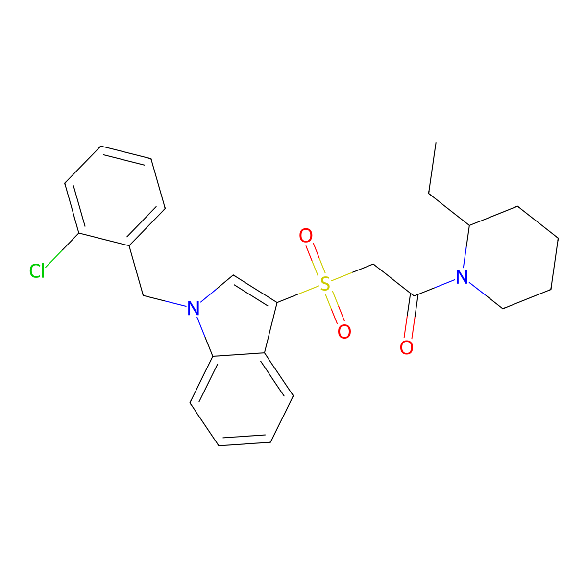 2-[1-[(2-Chlorophenyl)methyl]indol-3-yl]sulfonyl-1-(2-ethylpiperidin-1-yl)ethanone molecular structure, CAS 850933-11-8