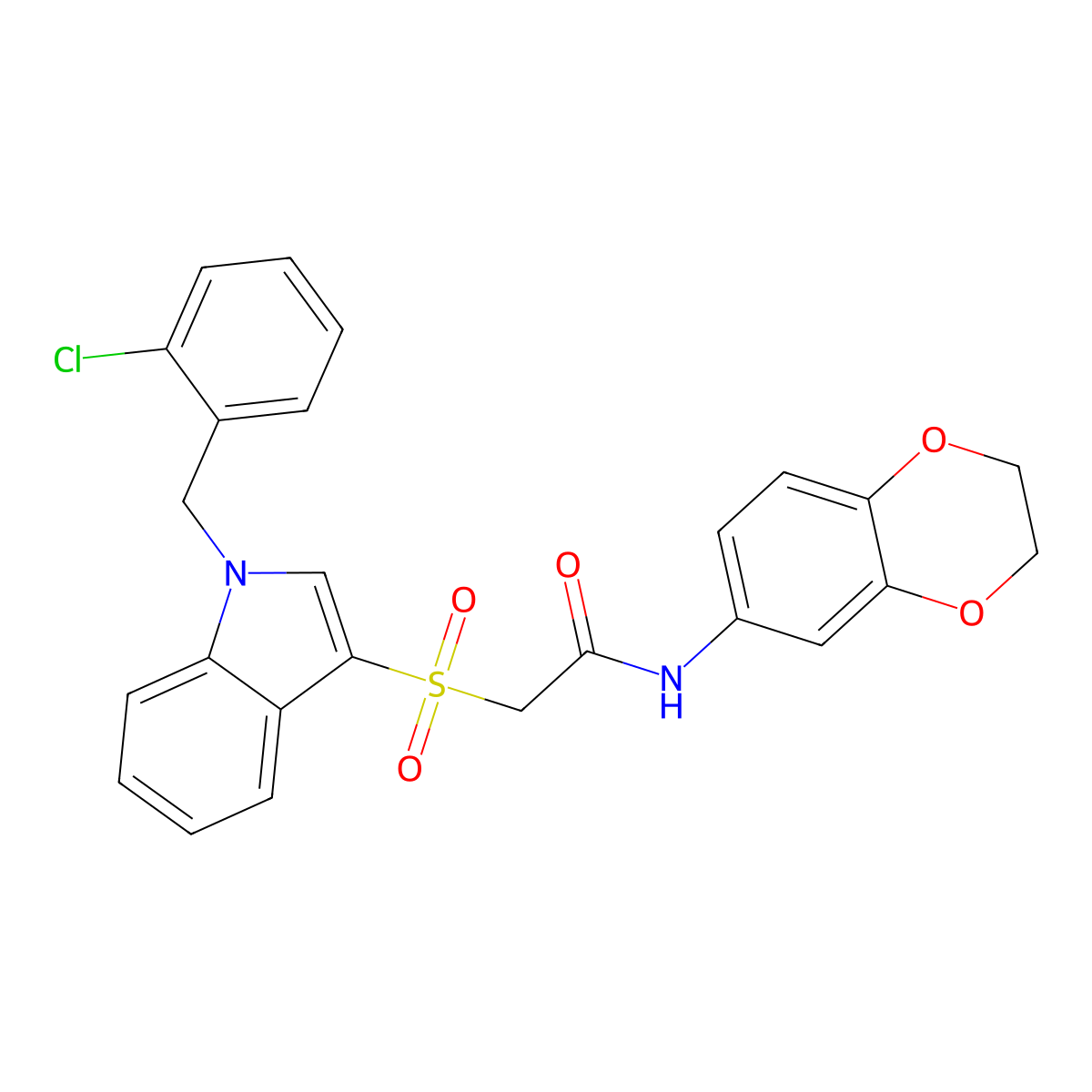 2-[1-[(2-chlorophenyl)methyl]indol-3-yl]sulfonyl-N-(2,3-dihydro-1,4-benzodioxin-6-yl)acetamide molecular structure, CAS 850933-12-9