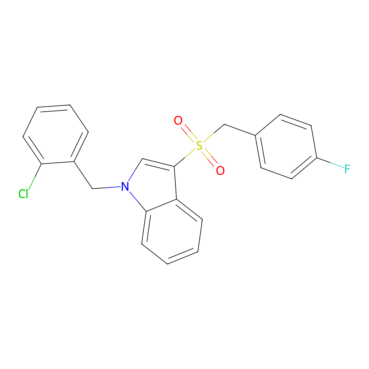 1-(2-chlorobenzyl)-3-((4-fluorobenzyl)sulfonyl)-1H-indole molecular structure, CAS 850933-17-4