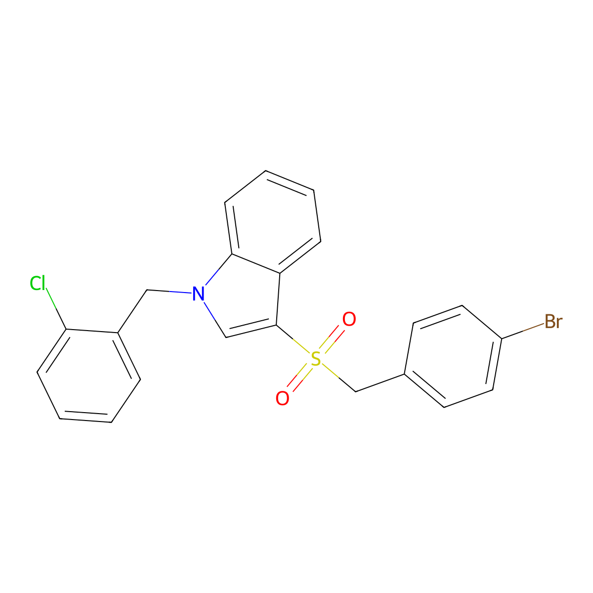 3-[(4-Bromophenyl)methylsulfonyl]-1-[(2-chlorophenyl)methyl]indole molecular structure, CAS 850933-18-5