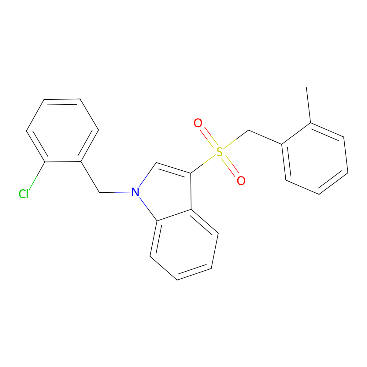 1-(2-chlorobenzyl)-3-((2-methylbenzyl)sulfonyl)-1H-indole molecular structure, CAS 850933-19-6