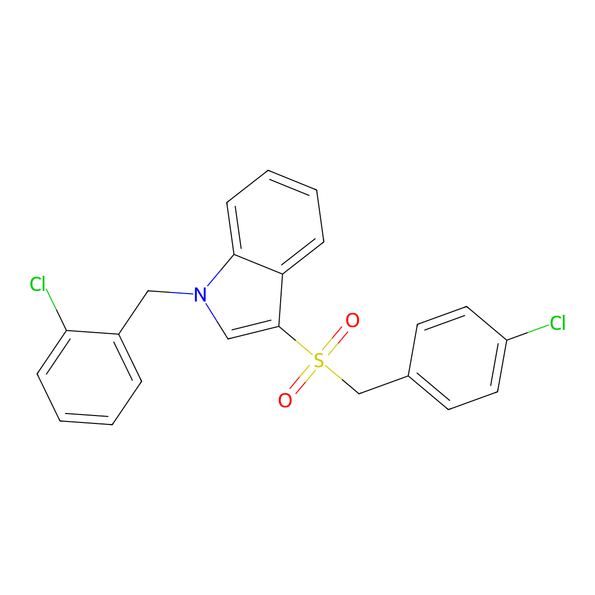 1-[(2-Chlorophenyl)methyl]-3-[(4-chlorophenyl)methylsulfonyl]indole molecular structure, CAS 850933-20-9