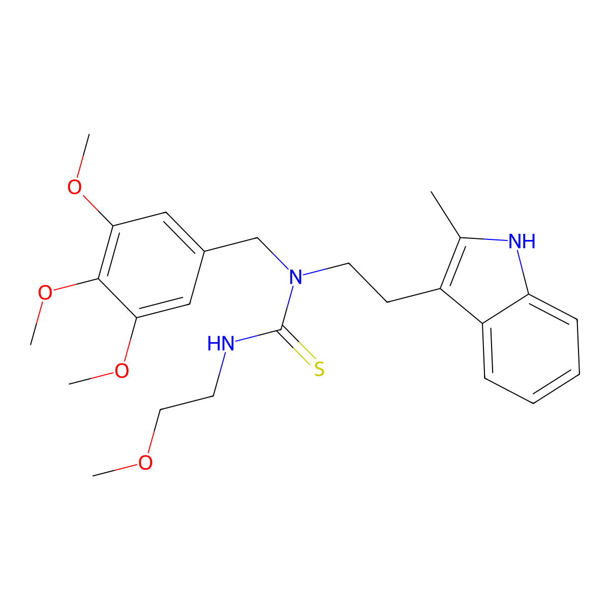 3-(2-methoxyethyl)-1-[2-(2-methyl-1H-indol-3-yl)ethyl]-1-[(3,4,5-trimethoxyphenyl)methyl]thiourea molecular structure, CAS 850933-27-6