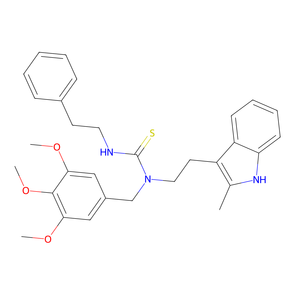 1-(2-(2-methyl-1H-indol-3-yl)ethyl)-3-phenethyl-1-(3,4,5-trimethoxybenzyl)thiourea molecular structure, CAS 850933-29-8