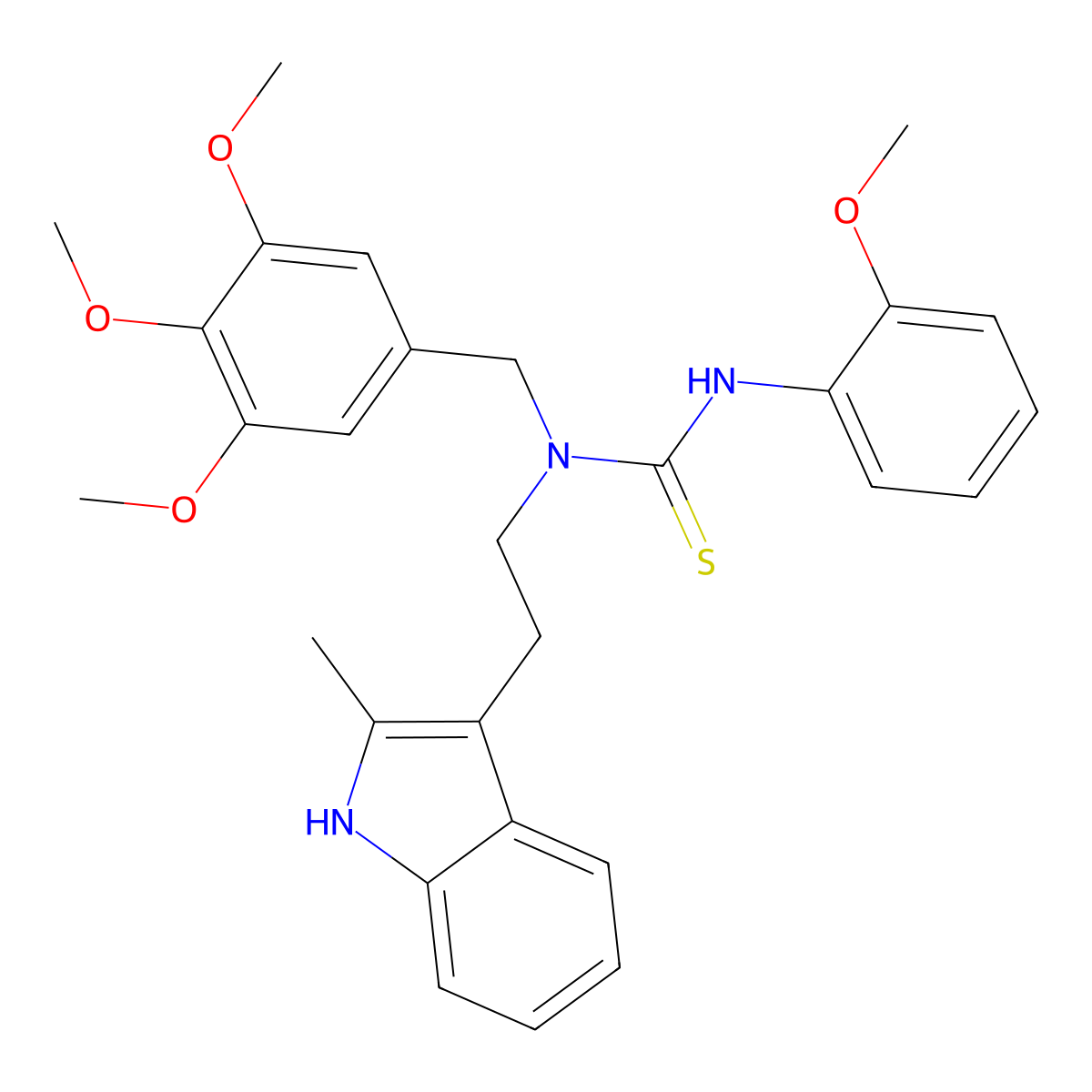 3-(2-methoxyphenyl)-1-(2-(2-methyl-1H-indol-3-yl)ethyl)-1-(3,4,5-trimethoxybenzyl)thiourea molecular structure, CAS 850933-30-1
