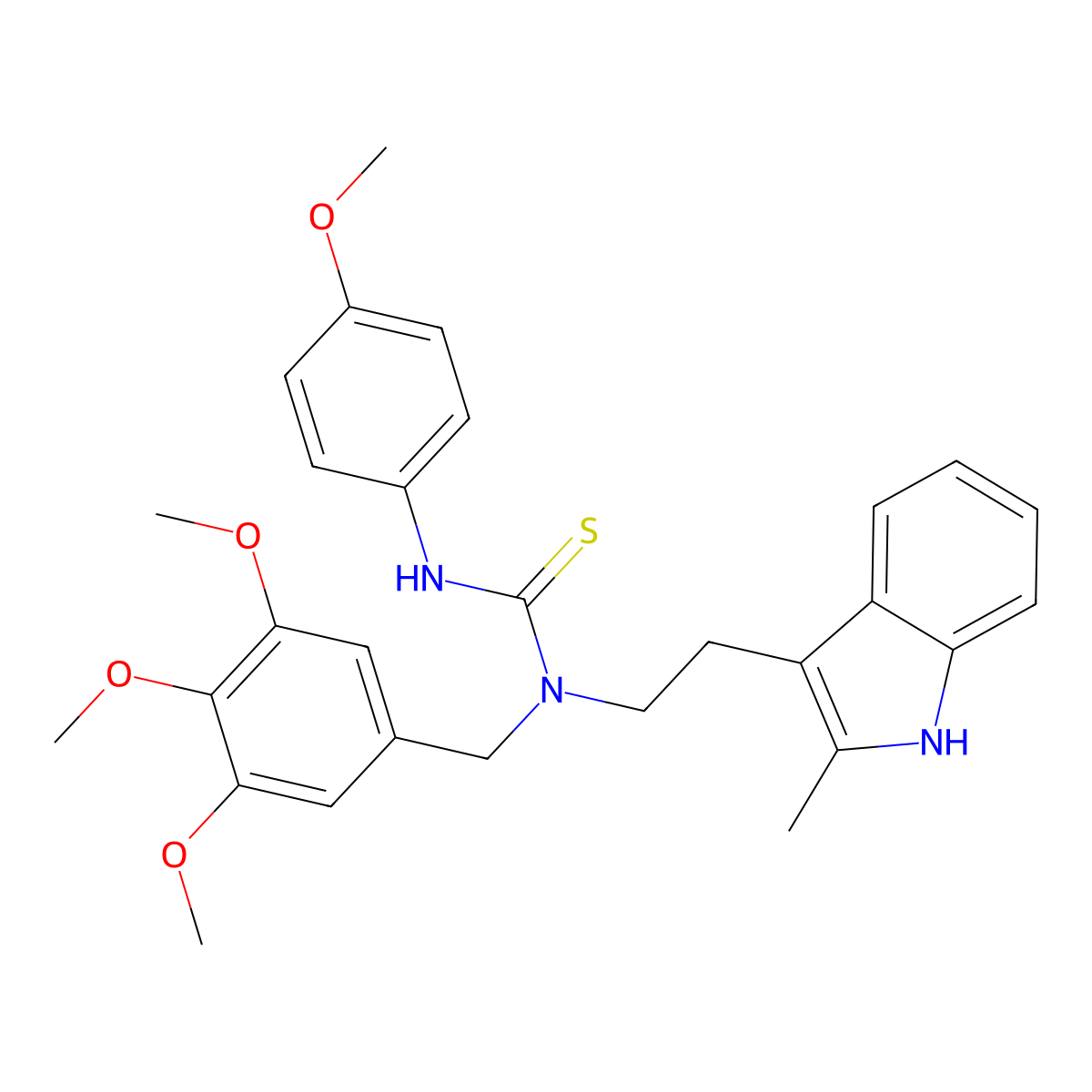 3-(4-methoxyphenyl)-1-(2-(2-methyl-1H-indol-3-yl)ethyl)-1-(3,4,5-trimethoxybenzyl)thiourea molecular structure, CAS 850933-32-3