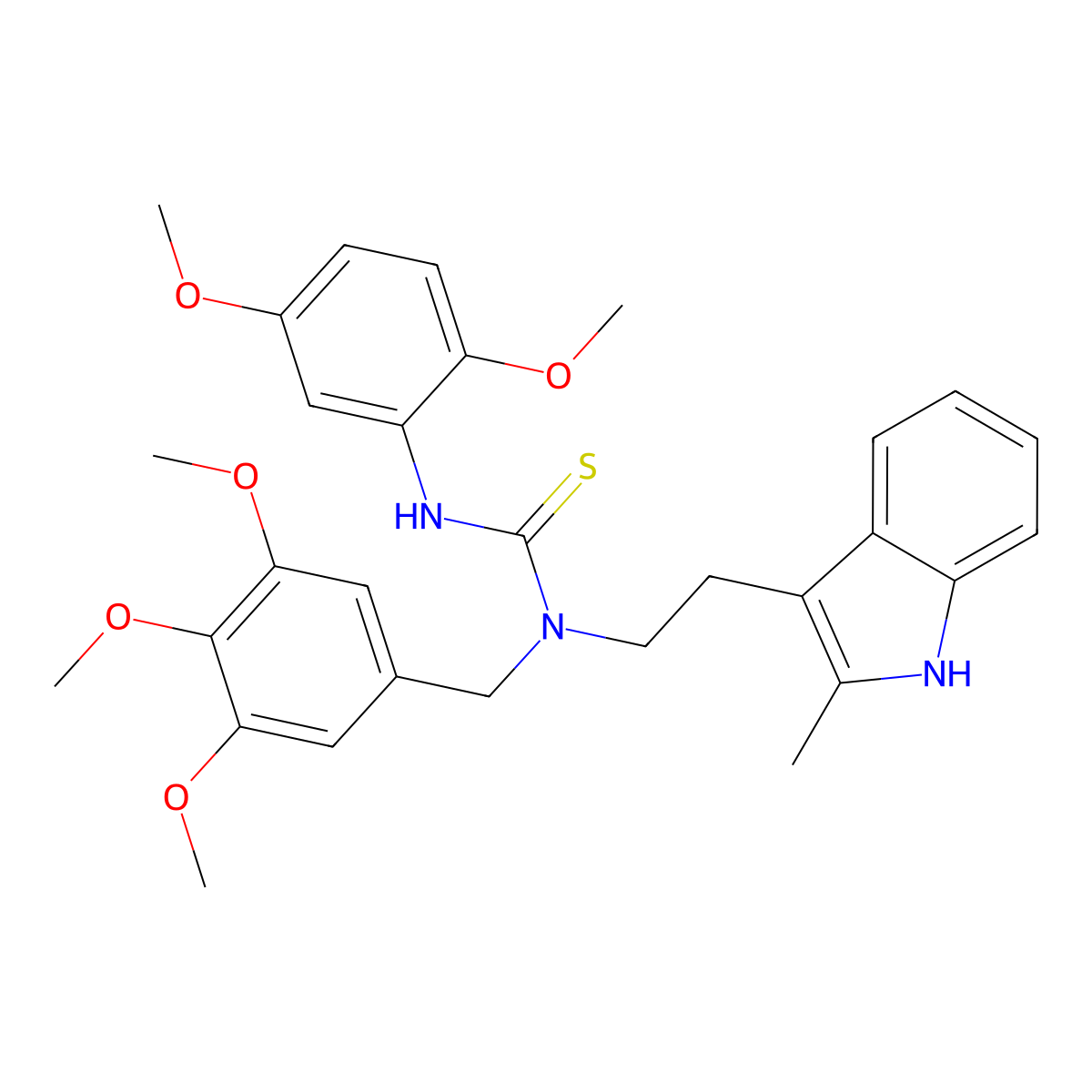 3-(2,5-dimethoxyphenyl)-1-(2-(2-methyl-1H-indol-3-yl)ethyl)-1-(3,4,5-trimethoxybenzyl)thiourea molecular structure, CAS 850933-33-4