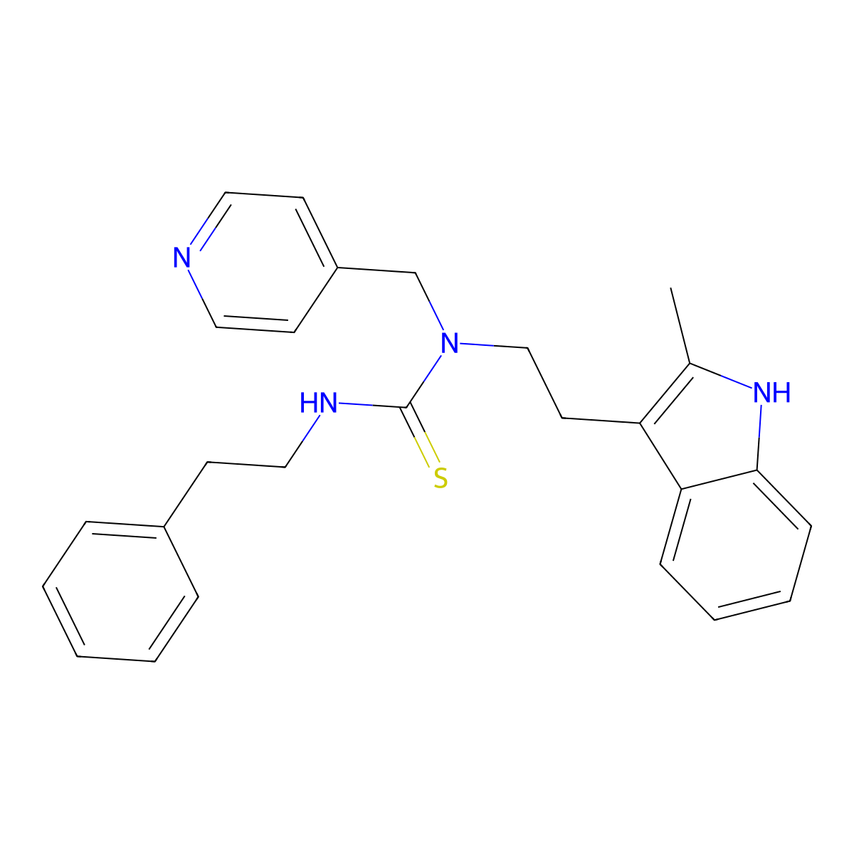 1-(2-(2-methyl-1H-indol-3-yl)ethyl)-3-phenethyl-1-(pyridin-4-ylmethyl)thiourea molecular structure, CAS 850933-36-7