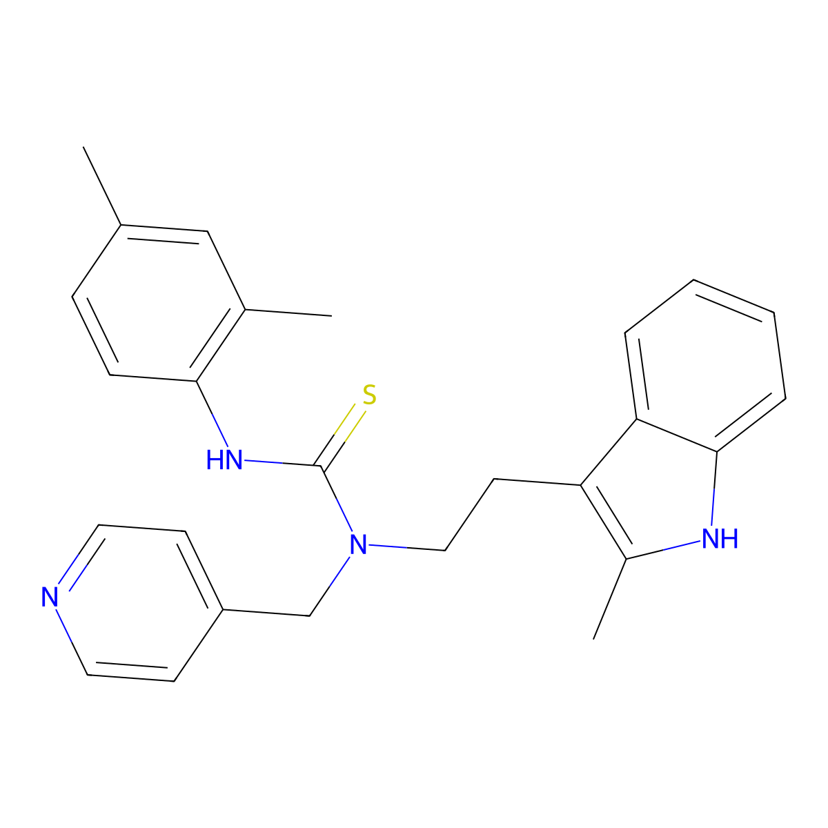 3-(2,4-dimethylphenyl)-1-(2-(2-methyl-1H-indol-3-yl)ethyl)-1-(pyridin-4-ylmethyl)thiourea molecular structure, CAS 850933-39-0