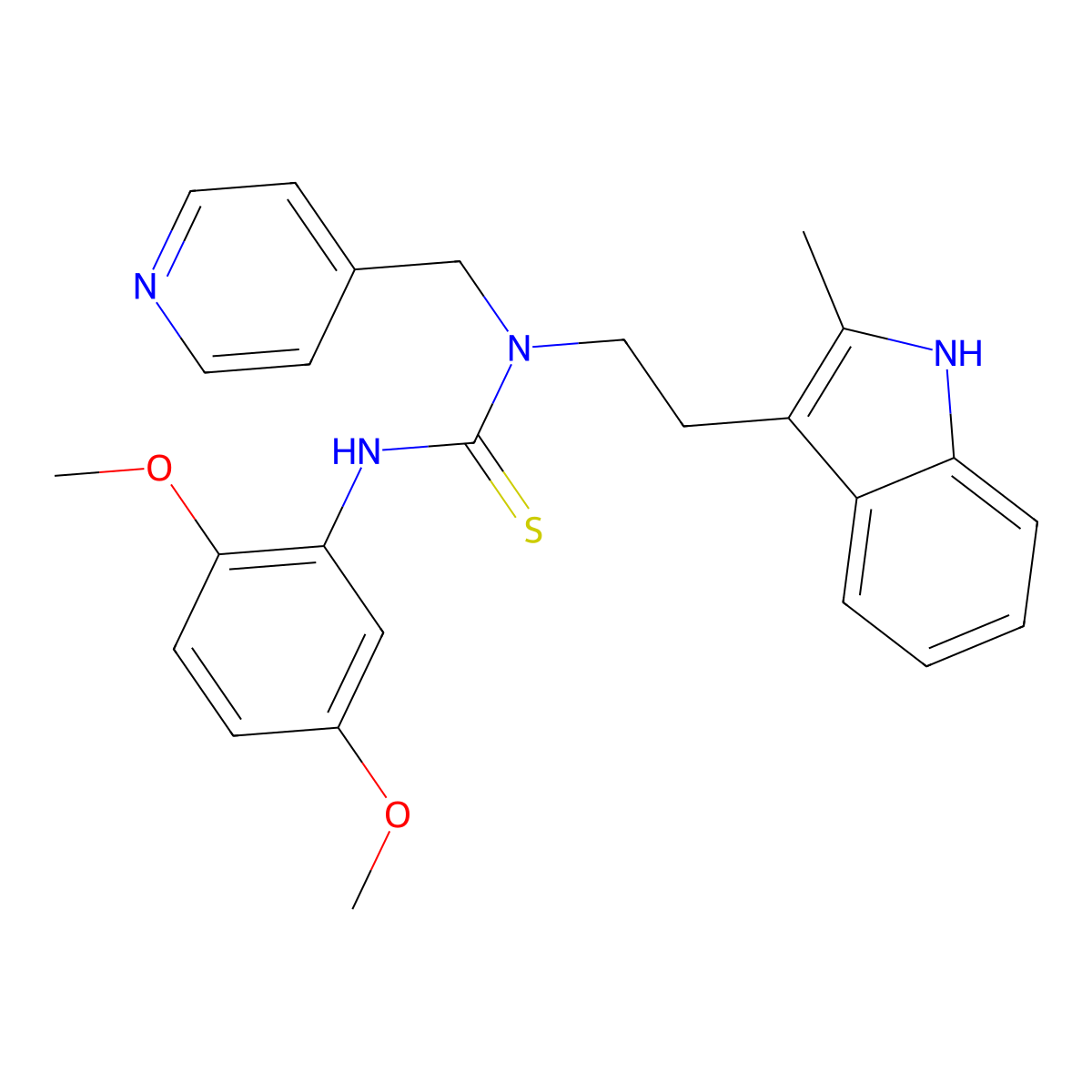 3-(2,5-dimethoxyphenyl)-1-[2-(2-methyl-1H-indol-3-yl)ethyl]-1-(pyridin-4-ylmethyl)thiourea molecular structure, CAS 850933-65-2