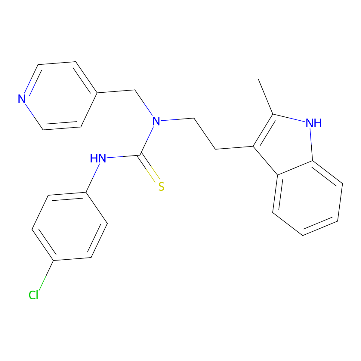 3-(4-chlorophenyl)-1-(2-(2-methyl-1H-indol-3-yl)ethyl)-1-(pyridin-4-ylmethyl)thiourea molecular structure, CAS 850933-66-3