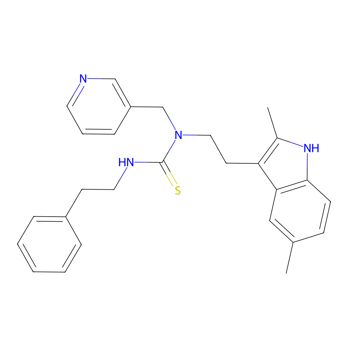 1-(2-(2,5-dimethyl-1H-indol-3-yl)ethyl)-3-phenethyl-1-(pyridin-3-ylmethyl)thiourea molecular structure, CAS 850933-75-4