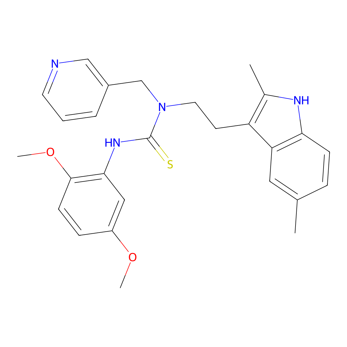 3-(2,5-dimethoxyphenyl)-1-(2-(2,5-dimethyl-1H-indol-3-yl)ethyl)-1-(pyridin-3-ylmethyl)thiourea molecular structure, CAS 850933-79-8