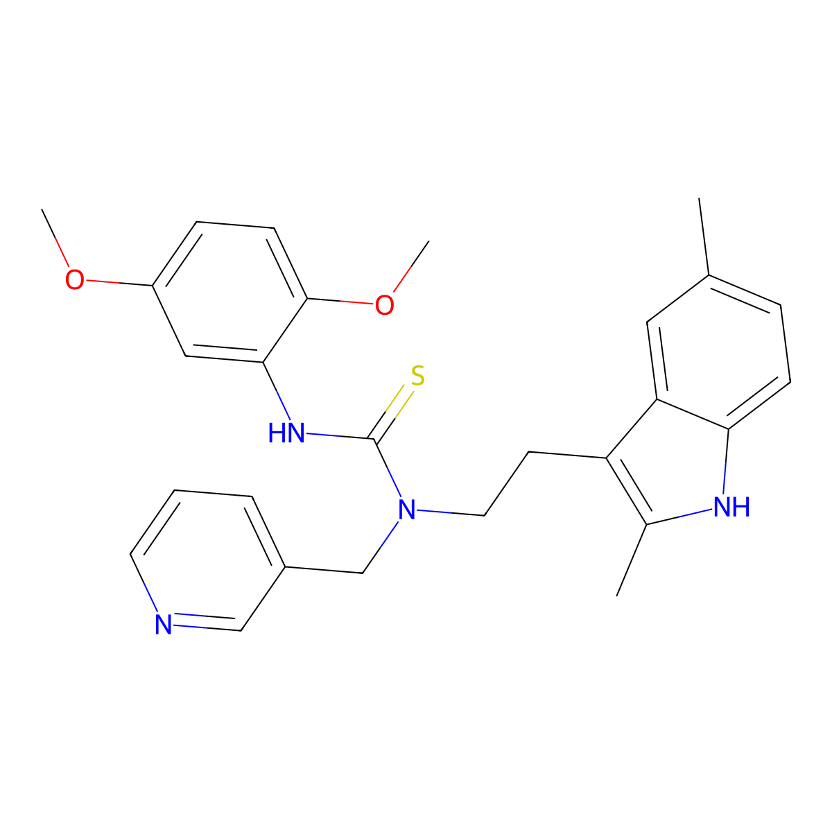 3-(2,5-dimethoxyphenyl)-1-(2-(2,5-dimethyl-1H-indol-3-yl)ethyl)-1-(pyridin-3-ylmethyl)thiourea molecular structure, CAS 850933-79-8