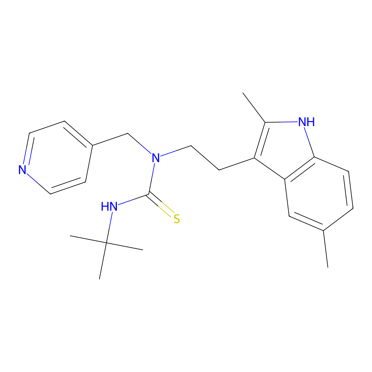 3-(tert-butyl)-1-(2-(2,5-dimethyl-1H-indol-3-yl)ethyl)-1-(pyridin-4-ylmethyl)thiourea molecular structure, CAS 850933-86-7