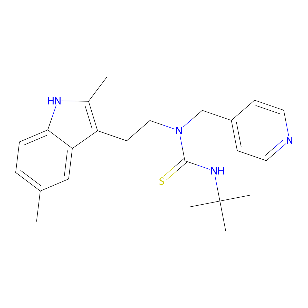 3-(tert-butyl)-1-(2-(2,5-dimethyl-1H-indol-3-yl)ethyl)-1-(pyridin-4-ylmethyl)thiourea molecular structure, CAS 850933-86-7