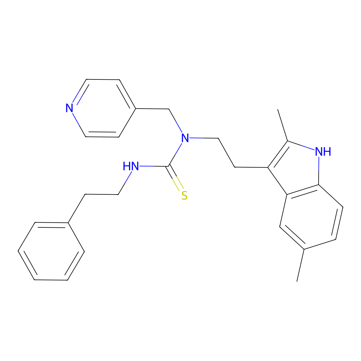 1-(2-(2,5-dimethyl-1H-indol-3-yl)ethyl)-3-phenethyl-1-(pyridin-4-ylmethyl)thiourea molecular structure, CAS 850933-90-3