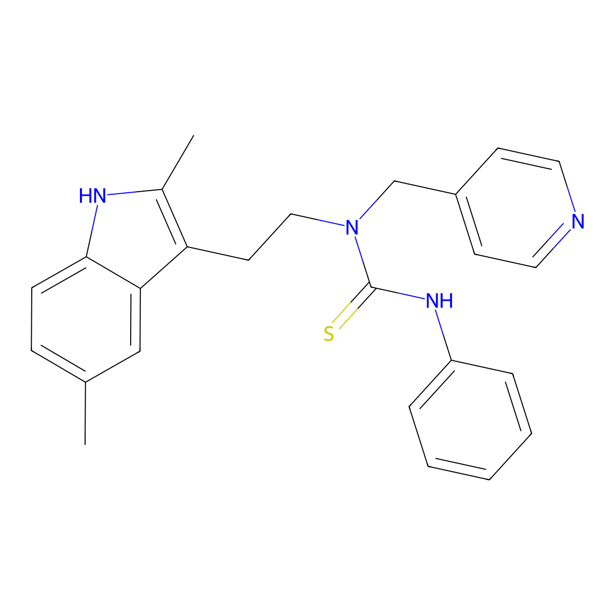 1-(2-(2,5-dimethyl-1H-indol-3-yl)ethyl)-3-phenyl-1-(pyridin-4-ylmethyl)thiourea molecular structure, CAS 850933-91-4