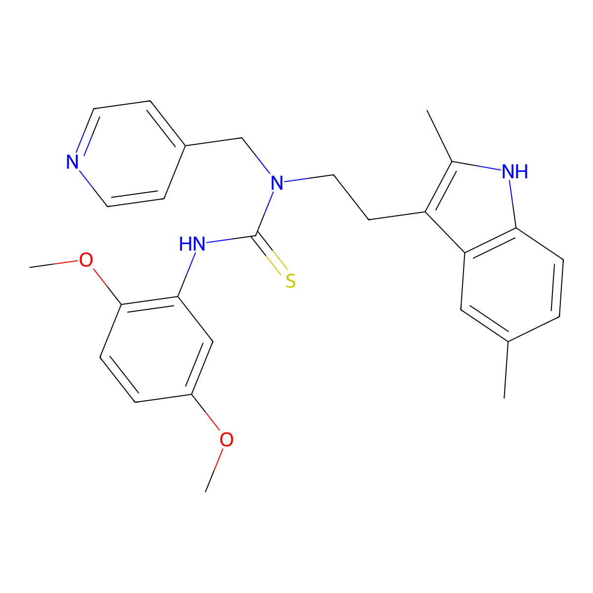 3-(2,5-dimethoxyphenyl)-1-(2-(2,5-dimethyl-1H-indol-3-yl)ethyl)-1-(pyridin-4-ylmethyl)thiourea molecular structure, CAS 850933-97-0