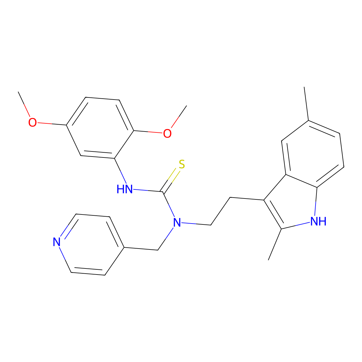 3-(2,5-dimethoxyphenyl)-1-(2-(2,5-dimethyl-1H-indol-3-yl)ethyl)-1-(pyridin-4-ylmethyl)thiourea molecular structure, CAS 850933-97-0