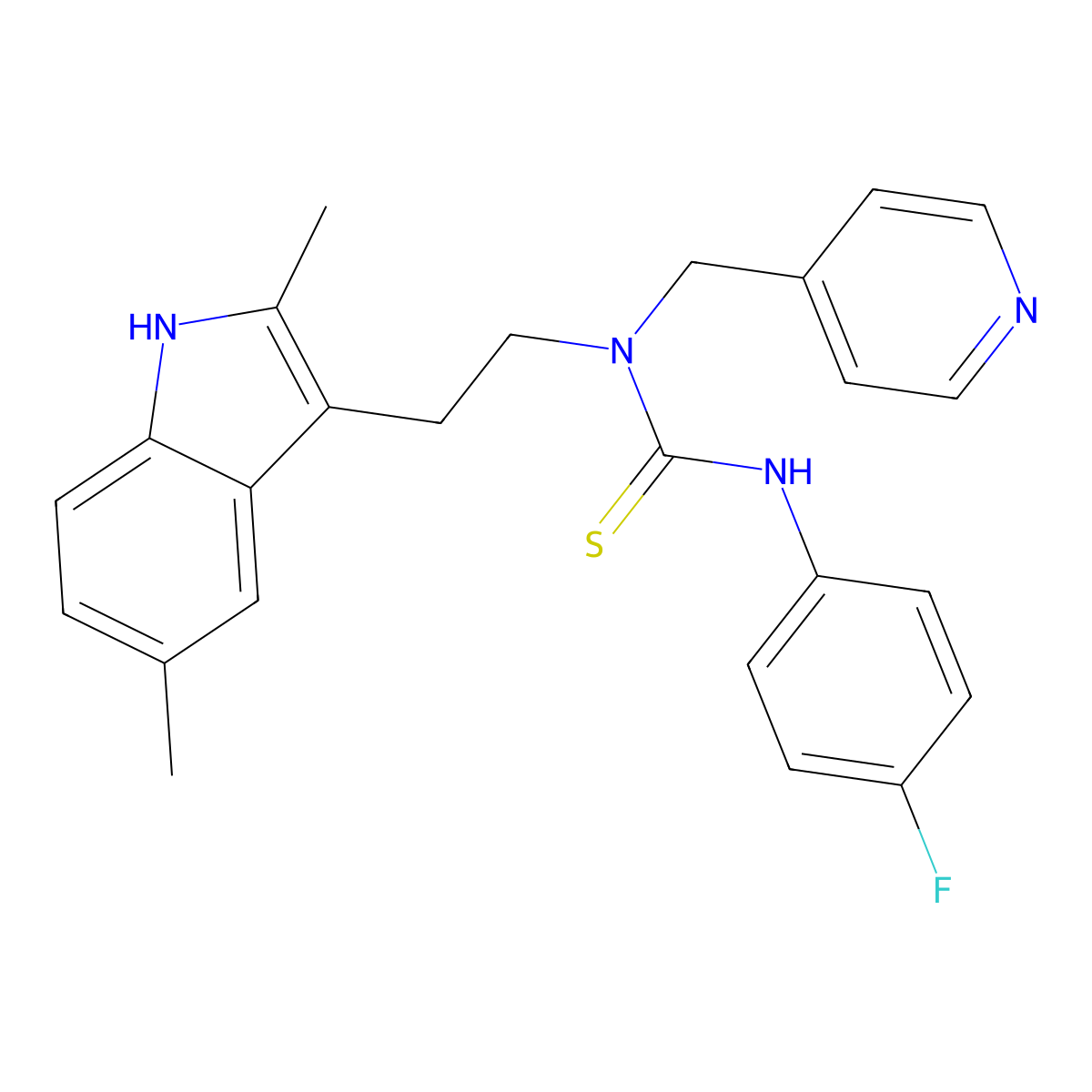 1-[2-(2,5-dimethyl-1H-indol-3-yl)ethyl]-3-(4-fluorophenyl)-1-(pyridin-4-ylmethyl)thiourea molecular structure, CAS 850934-00-8