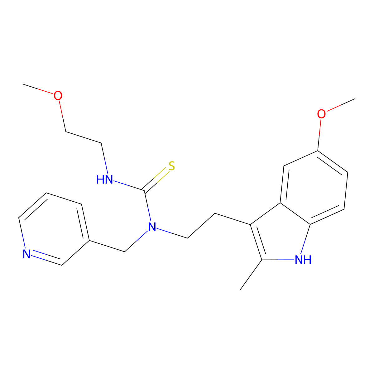 3-(2-methoxyethyl)-1-[2-(5-methoxy-2-methyl-1H-indol-3-yl)ethyl]-1-(pyridin-3-ylmethyl)thiourea molecular structure, CAS 850934-26-8