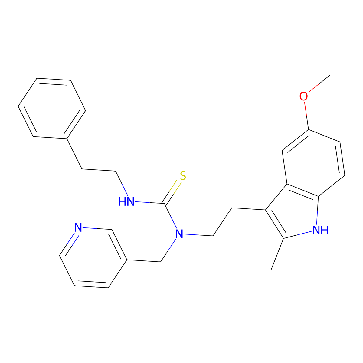 1-(2-(5-methoxy-2-methyl-1H-indol-3-yl)ethyl)-3-phenethyl-1-(pyridin-3-ylmethyl)thiourea molecular structure, CAS 850934-29-1