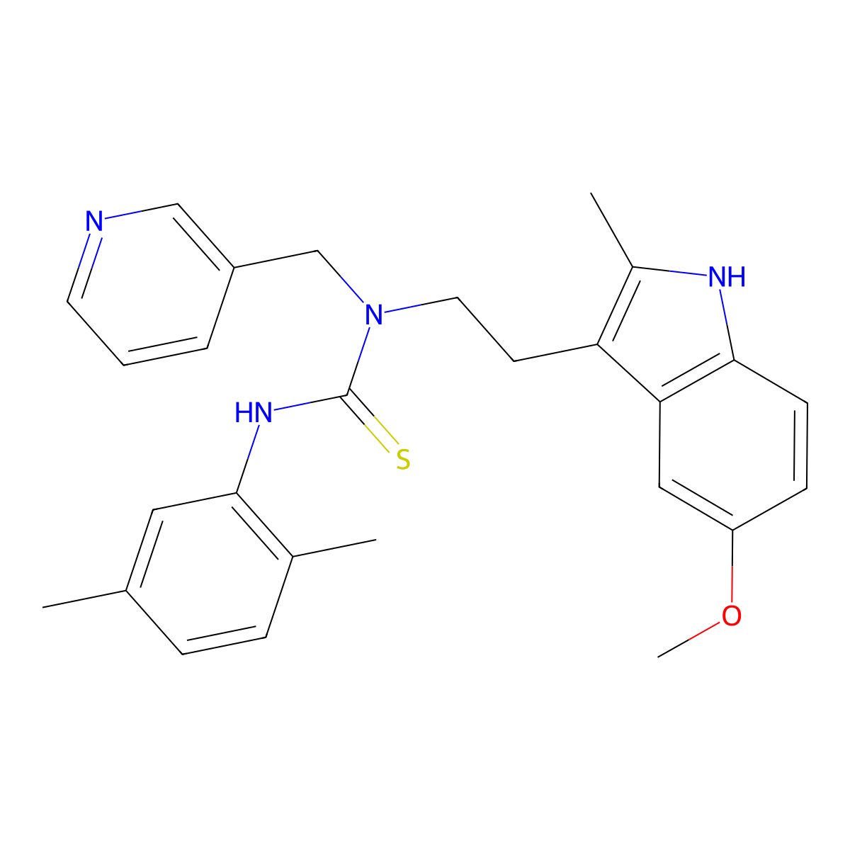 3-(2,5-dimethylphenyl)-1-(2-(5-methoxy-2-methyl-1H-indol-3-yl)ethyl)-1-(pyridin-3-ylmethyl)thiourea molecular structure, CAS 850934-33-7