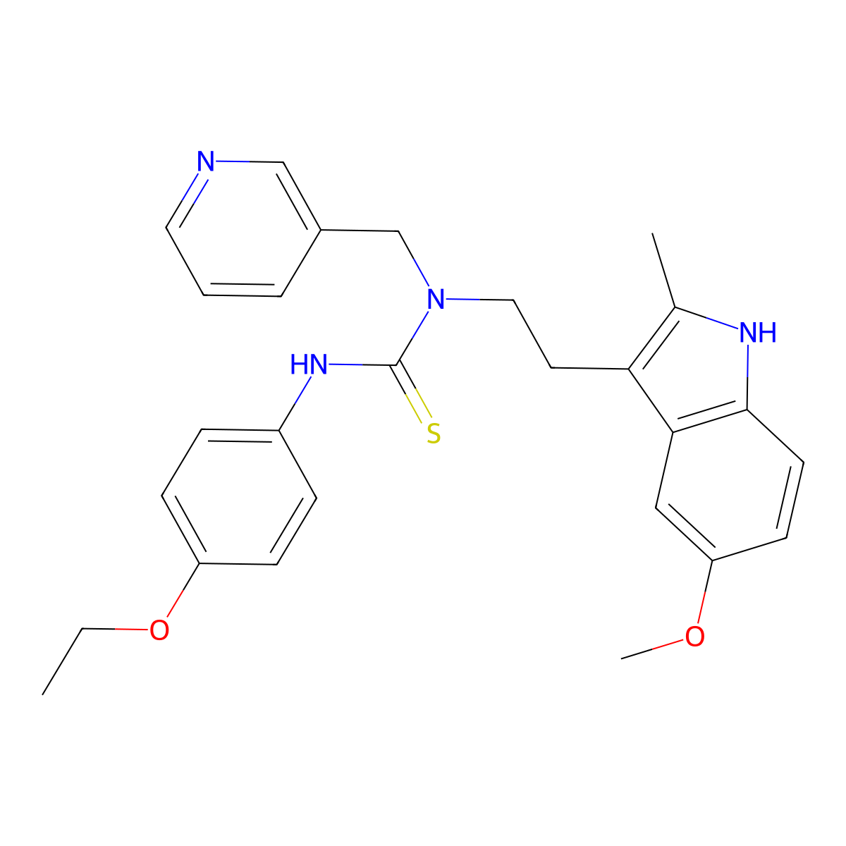 3-(4-ethoxyphenyl)-1-(2-(5-methoxy-2-methyl-1H-indol-3-yl)ethyl)-1-(pyridin-3-ylmethyl)thiourea molecular structure, CAS 850934-40-6