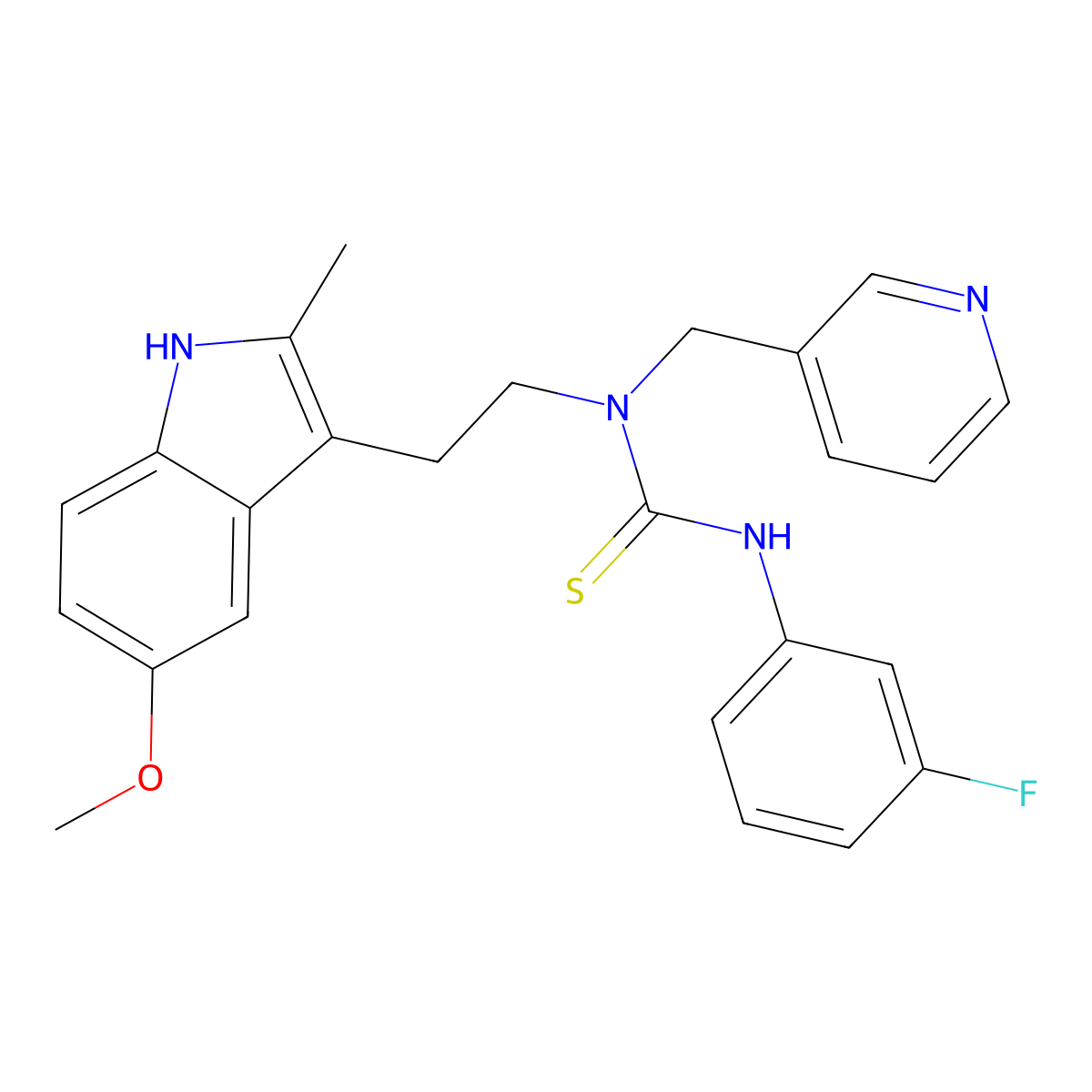 3-(3-fluorophenyl)-1-[2-(5-methoxy-2-methyl-1H-indol-3-yl)ethyl]-1-(pyridin-3-ylmethyl)thiourea molecular structure, CAS 850934-41-7