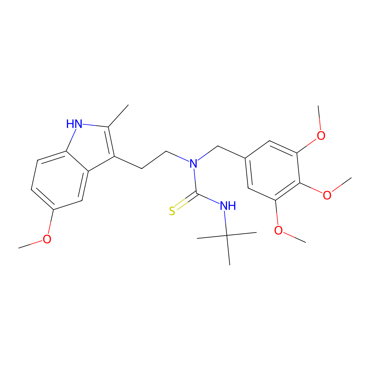 3-tert-butyl-1-[2-(5-methoxy-2-methyl-1H-indol-3-yl)ethyl]-1-[(3,4,5-trimethoxyphenyl)methyl]thiourea molecular structure, CAS 850934-47-3