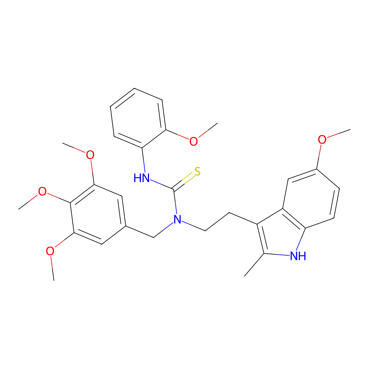1-(2-(5-methoxy-2-methyl-1H-indol-3-yl)ethyl)-3-(2-methoxyphenyl)-1-(3,4,5-trimethoxybenzyl)thiourea molecular structure, CAS 850934-52-0