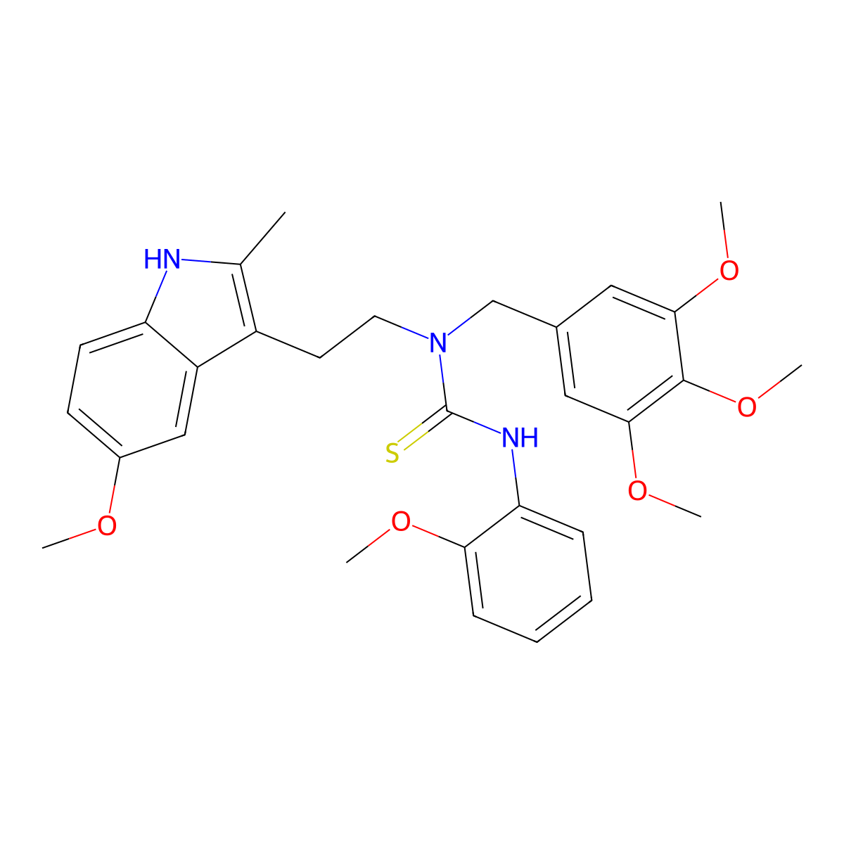 1-(2-(5-methoxy-2-methyl-1H-indol-3-yl)ethyl)-3-(2-methoxyphenyl)-1-(3,4,5-trimethoxybenzyl)thiourea molecular structure, CAS 850934-52-0