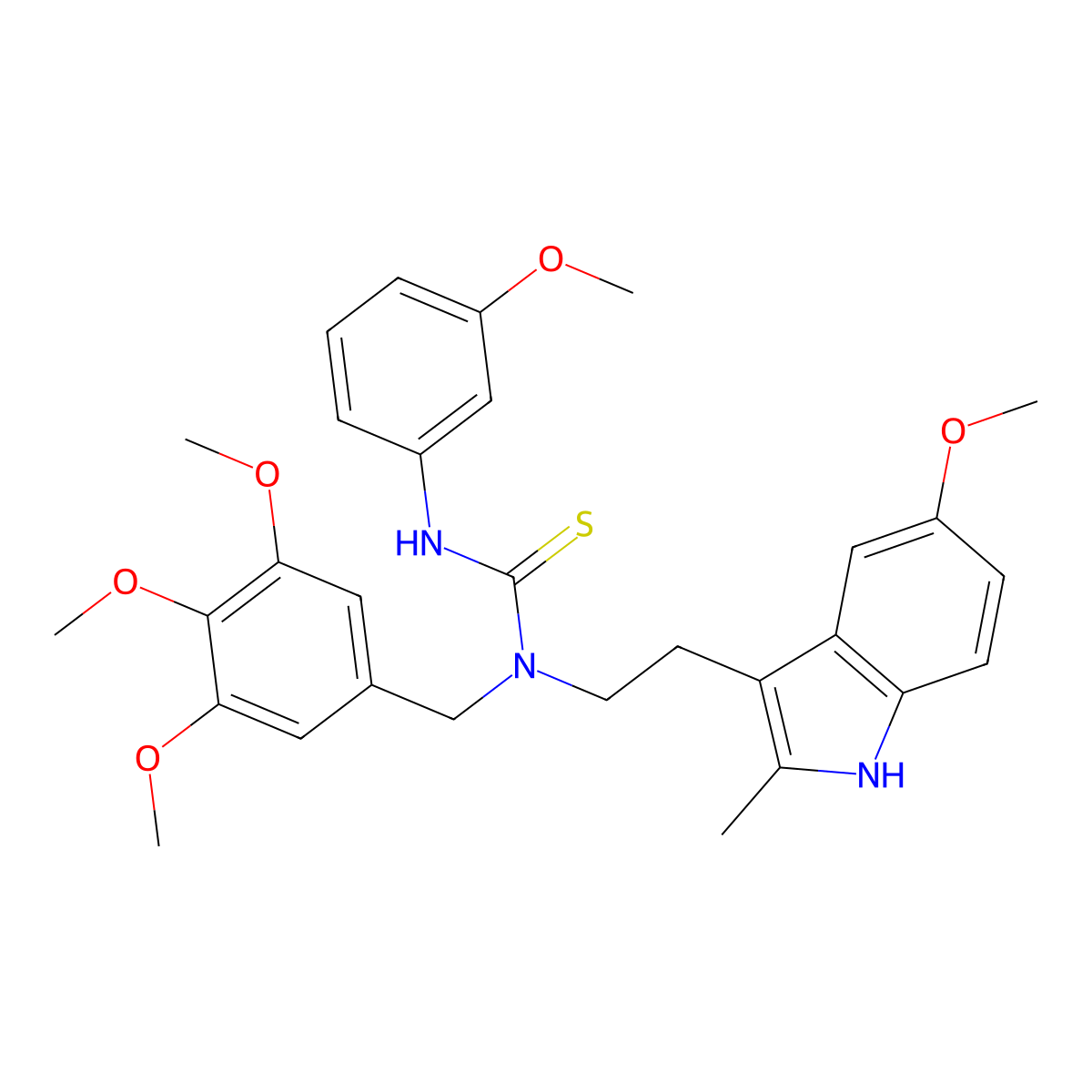1-(2-(5-methoxy-2-methyl-1H-indol-3-yl)ethyl)-3-(3-methoxyphenyl)-1-(3,4,5-trimethoxybenzyl)thiourea molecular structure, CAS 850934-53-1