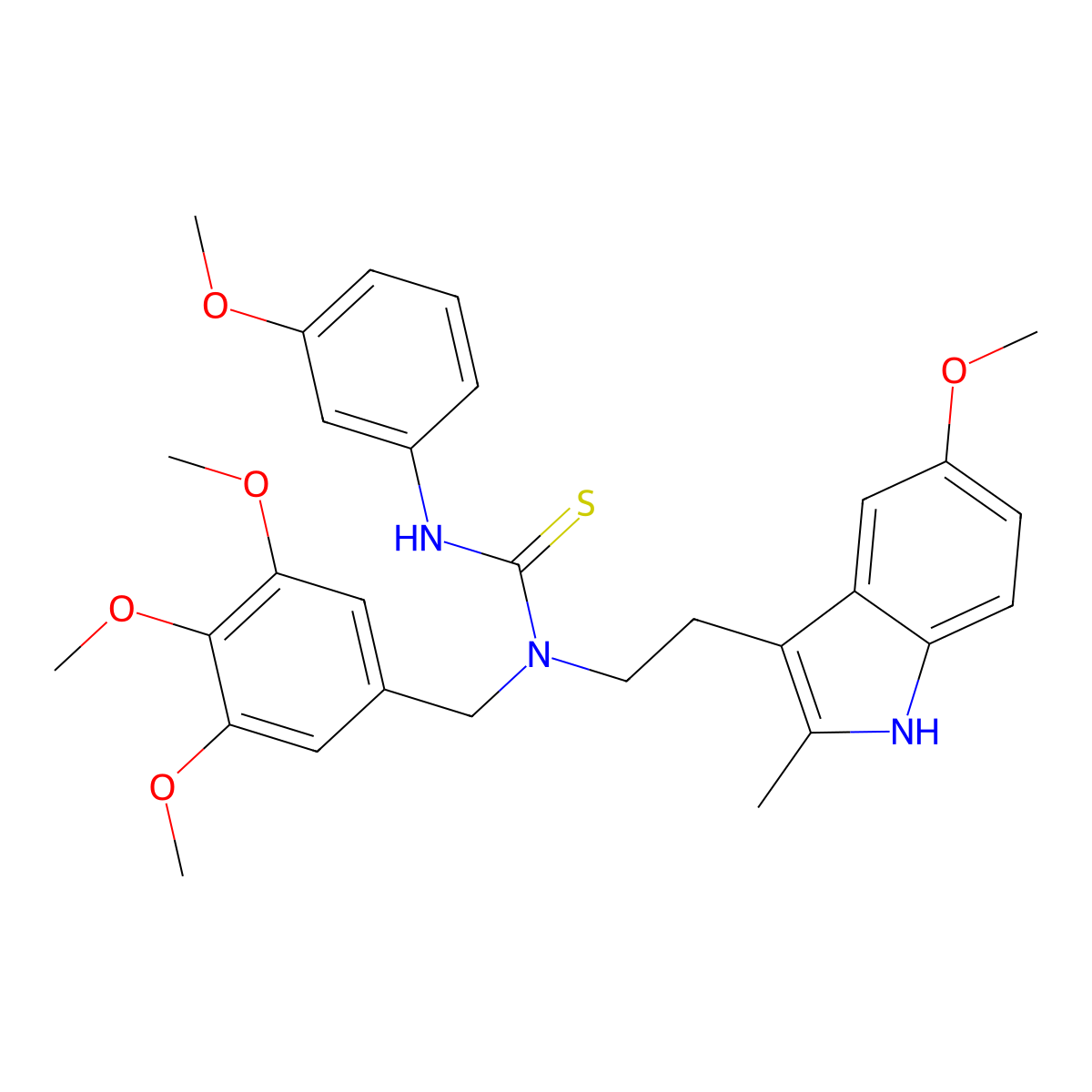 1-(2-(5-methoxy-2-methyl-1H-indol-3-yl)ethyl)-3-(3-methoxyphenyl)-1-(3,4,5-trimethoxybenzyl)thiourea molecular structure, CAS 850934-53-1